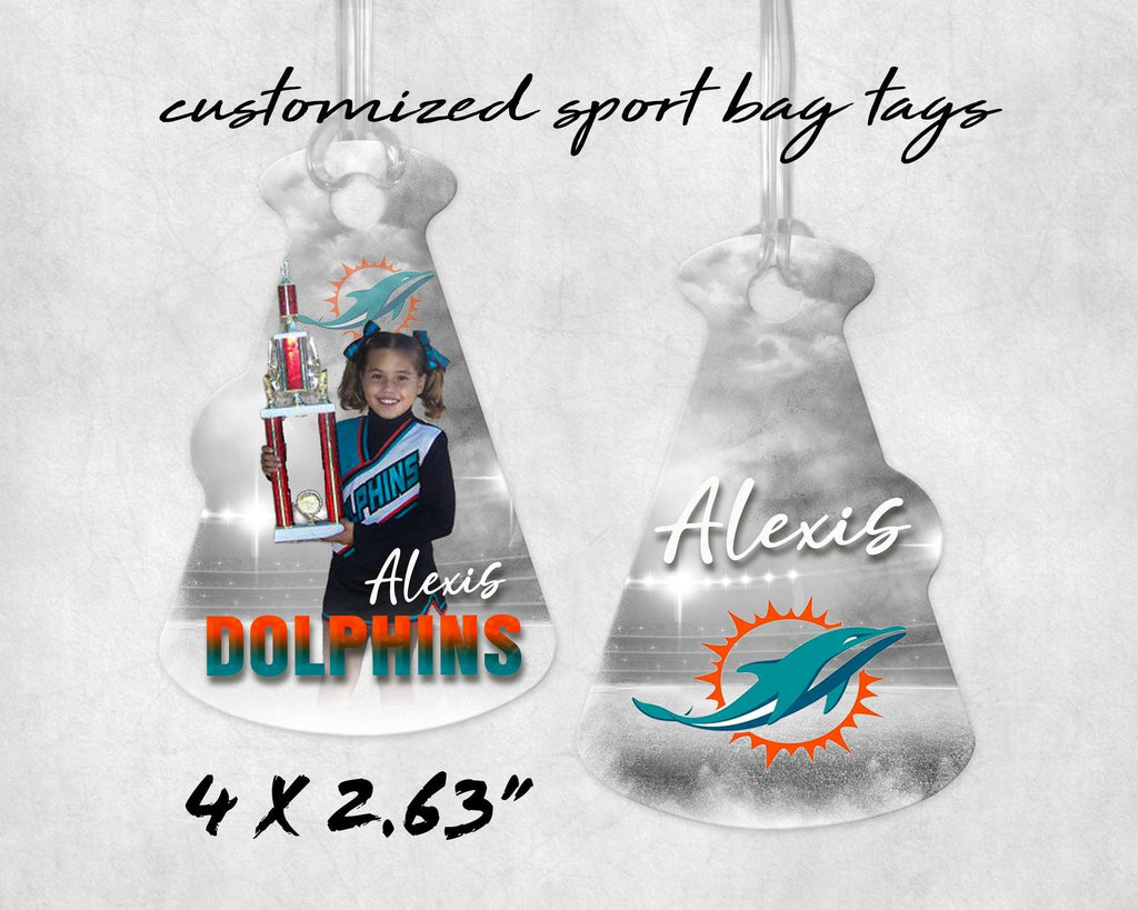 Personalized Megaphone Sports Bag Tag, Custom Cheer Bag Tag, Cheerleader Name Tag, Sports Team Gift, Backpack Tag, Gym Bag Tag