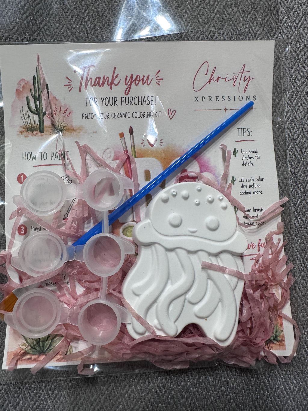 Ocean Theme Ceramic Coloring Kit, Sealife, Mermaid, Starfish, Turtle, Jellyfish, Seashell Figurines