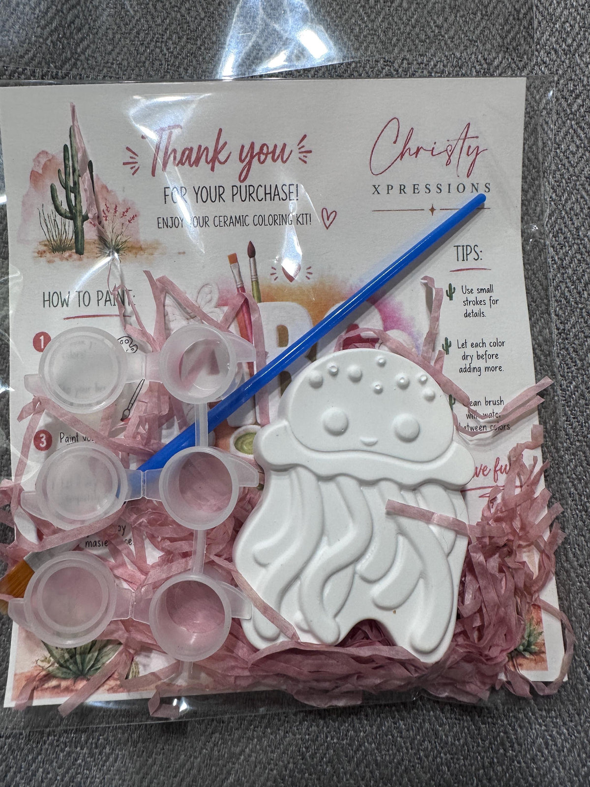 Ocean Theme Ceramic Coloring Kit, Sealife, Mermaid, Starfish, Turtle, Jellyfish, Seashell Figurines