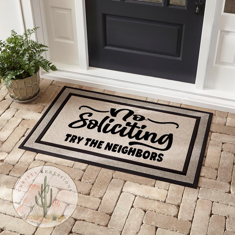 No Soliciting Doormat, Funny Housewarming Gift, Recycled Rubber Mat