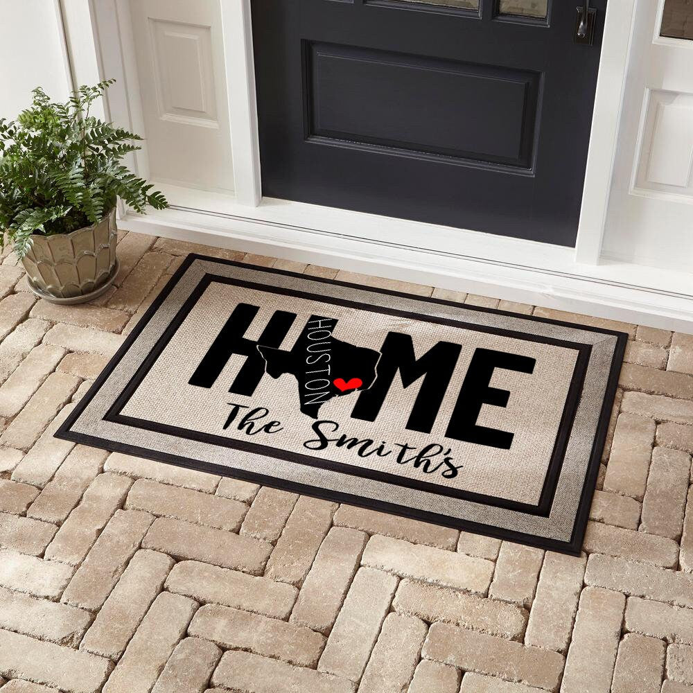Personalized State & City Doormat, Custom Home Welcome Mat