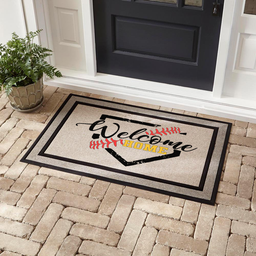 Personalized Baseball Welcome Doormat, Sports Family Gift