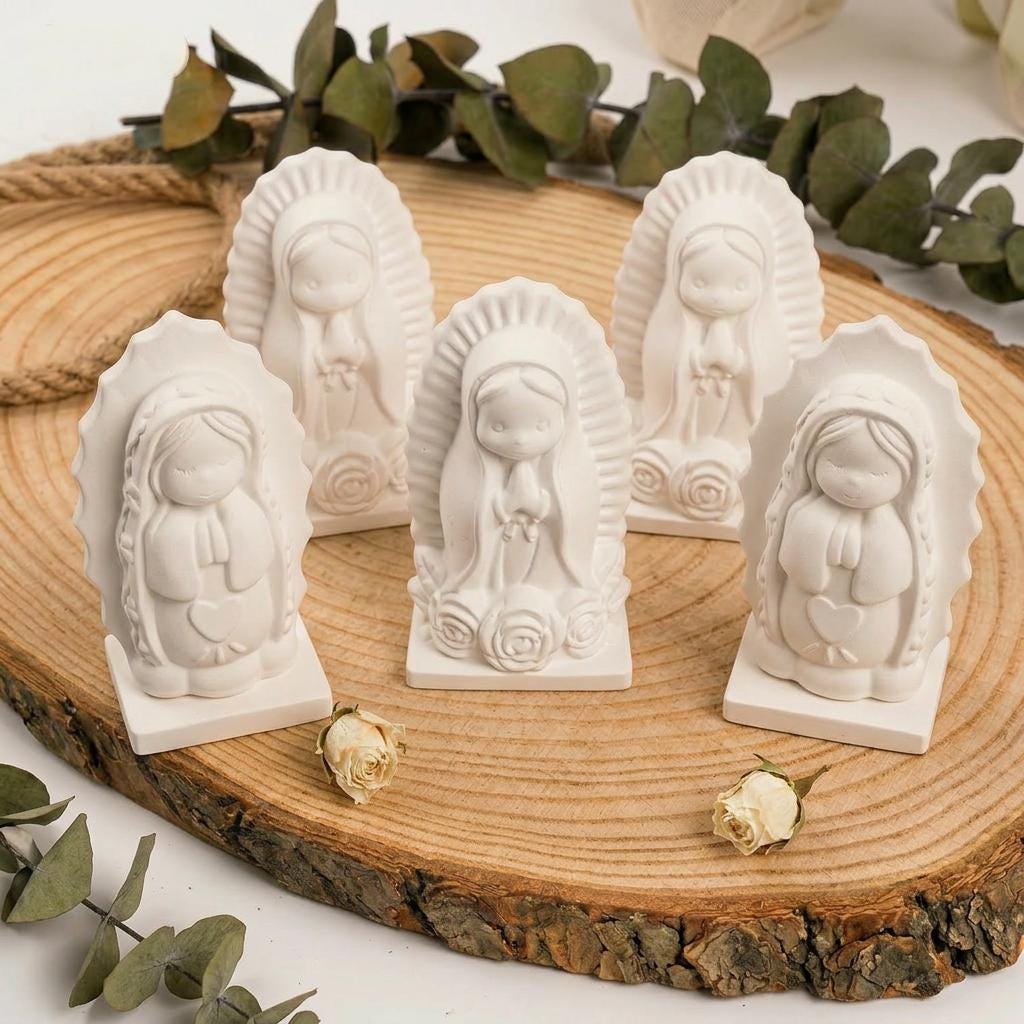 Ceramic Resin Mini Virgin Mary Ceramic Figurines, Unpainted Catholic Religious Statue, DIY Craft, baptism party favors, quinceañeras favors.