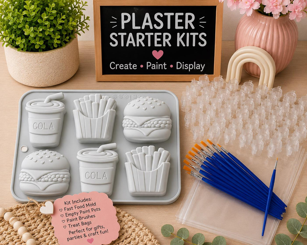 Fast Food DIY Plaster Starter Kit. Create your own party favors.