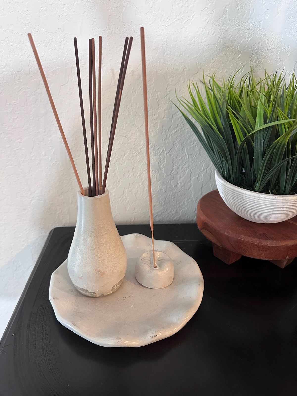 Ceramic Incense Holder Set, Handmade Ash Catcher Tray, Zen Home Decor, Meditation Gift