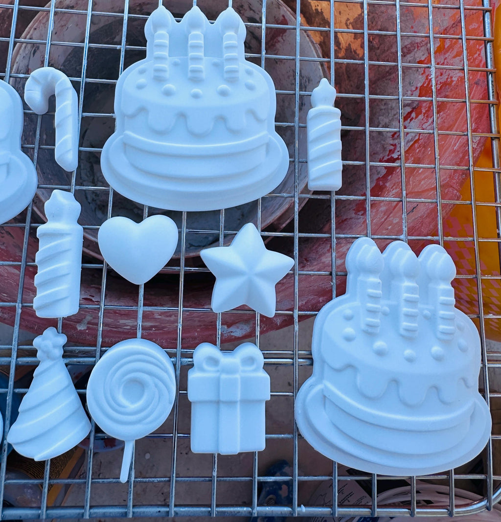 Paint Your Own Ceramic Birthday Cake Kit, Kids Craft Activity, Party Favor, DIY Ceramic Coloring Kit