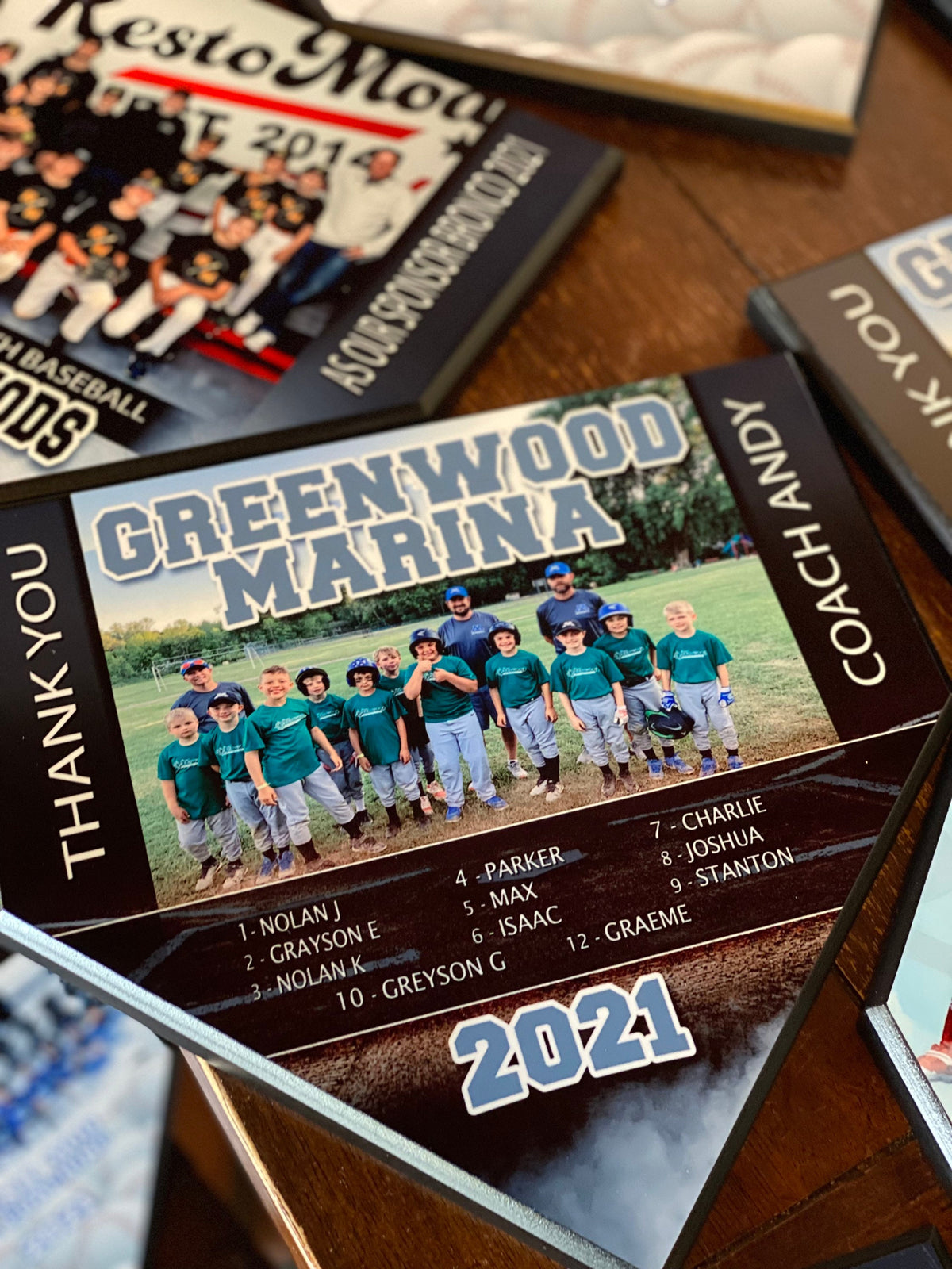 Personalized Softball/Baseball Home Plate Plaque, Custom Team Sports Award