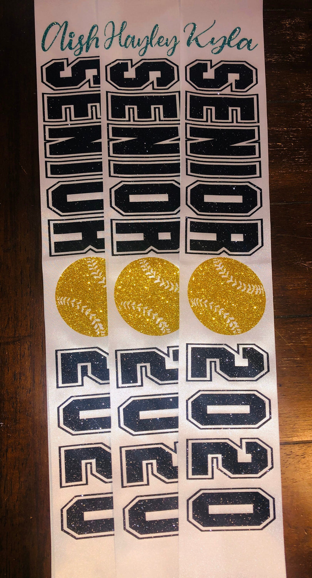 Custom Glitter Senior Softball Sash – Personalized Graduation Gift