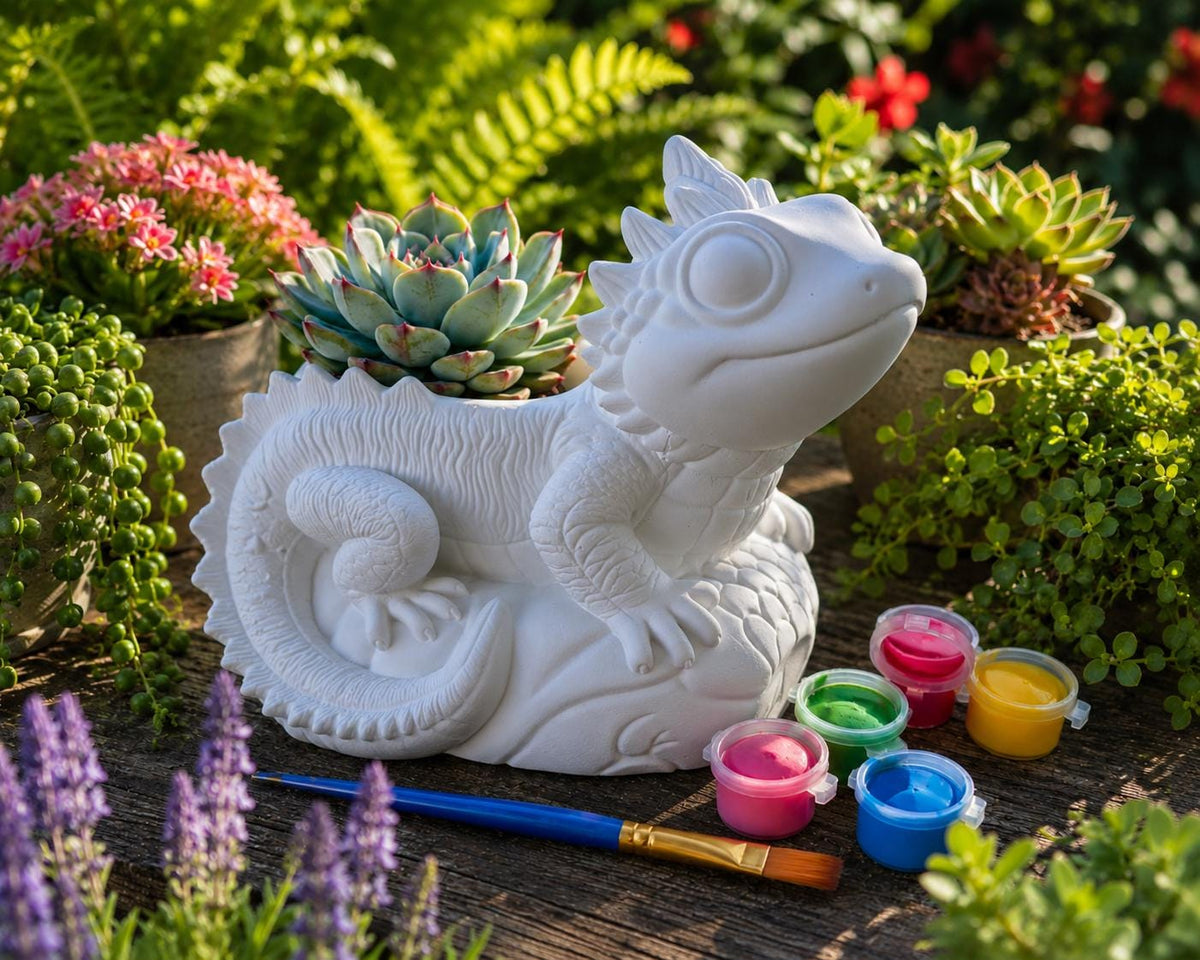 Ceramic Resin Mini Gecko Planter- Paint Your Own Masterpiece. Succulent planter