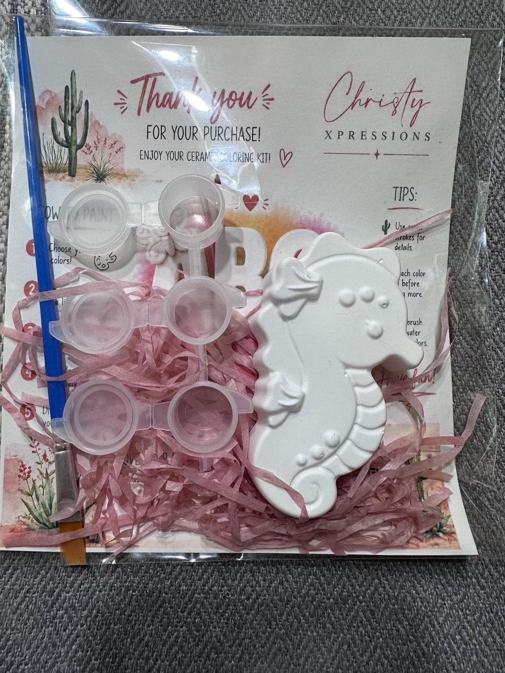 Ocean Theme Ceramic Coloring Kit, Sealife, Mermaid, Starfish, Turtle, Jellyfish, Seashell Figurines