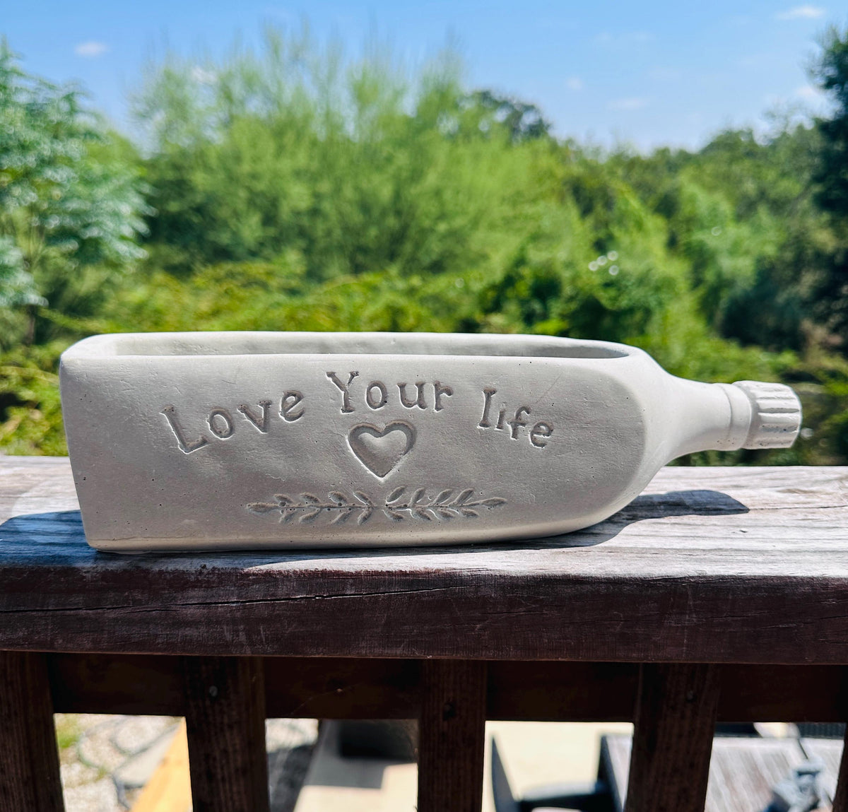 Concrete Wine Bottle Planter, Cement Succulent Planter, Rustic Industrial Home Decor