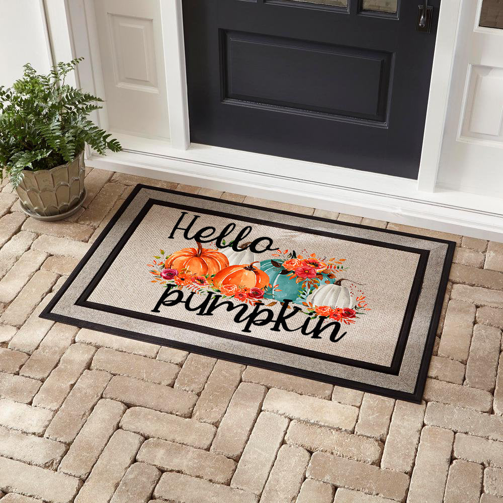 Hello Pumpkin Fall Doormat, Recycled Rubber, 18x30 Inches