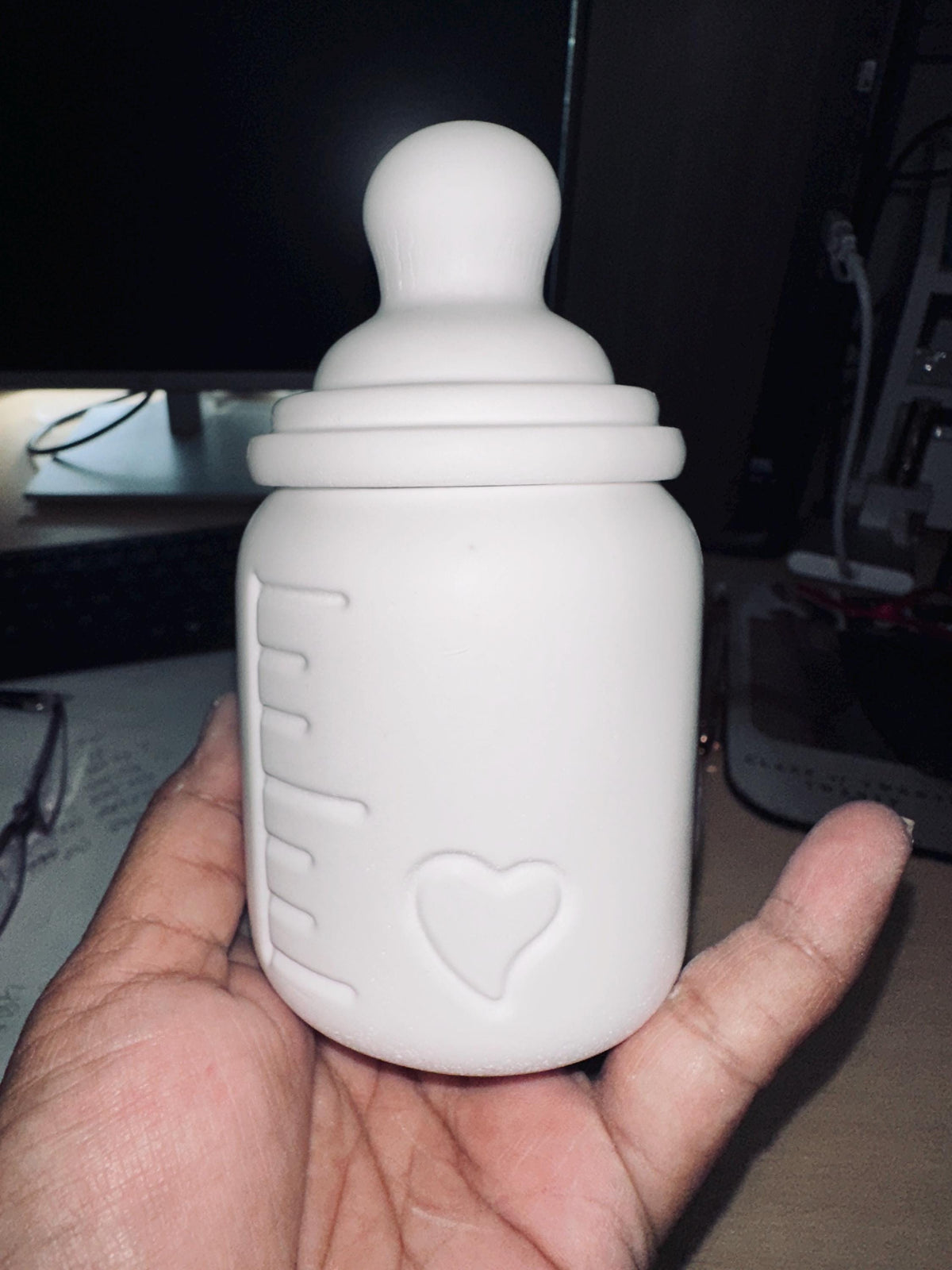 Ceramic Baby Bottle Candle or Vessel, Baby Shower Favor, Nursery Decor