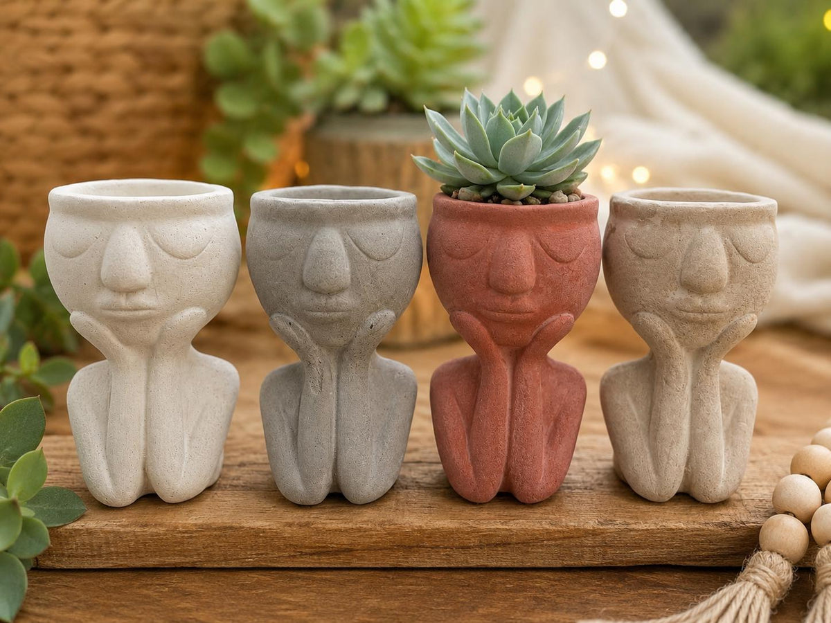 Cement Face Planter, Head Planter Pot, Succulent Pot, Modern Home Decor