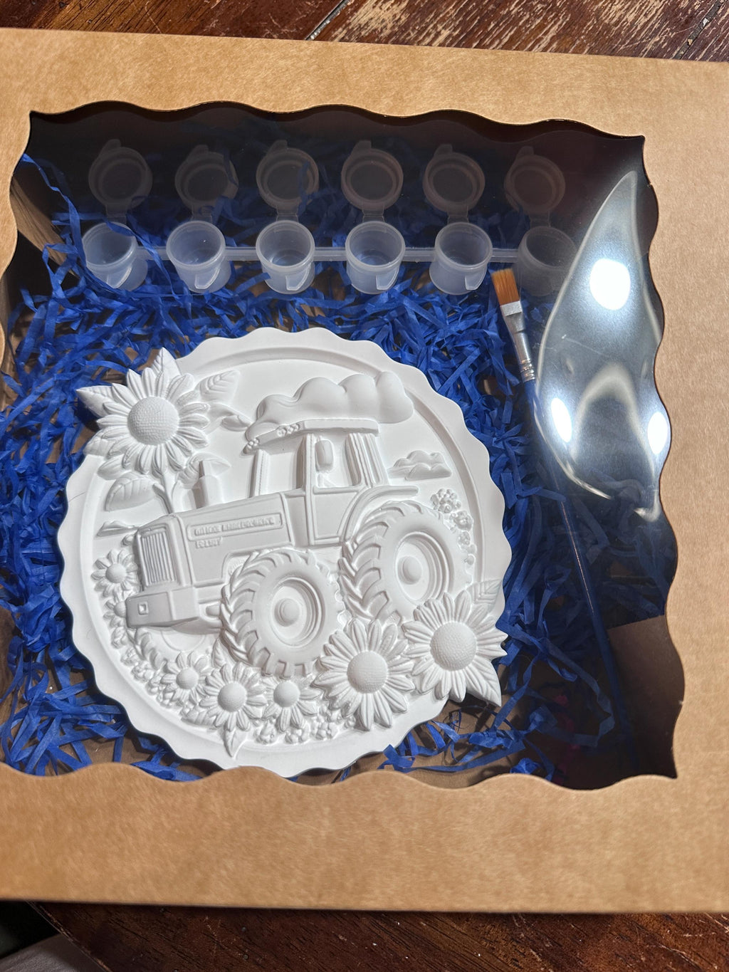 Tractor and sunflower field Coloring Kit. Paint your own Masterpiece