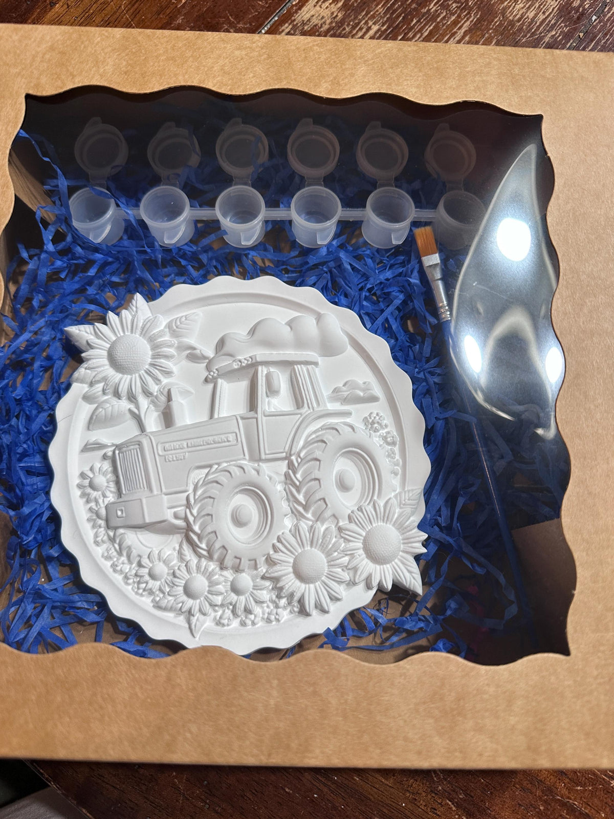 Tractor and sunflower field Coloring Kit. Paint your own Masterpiece
