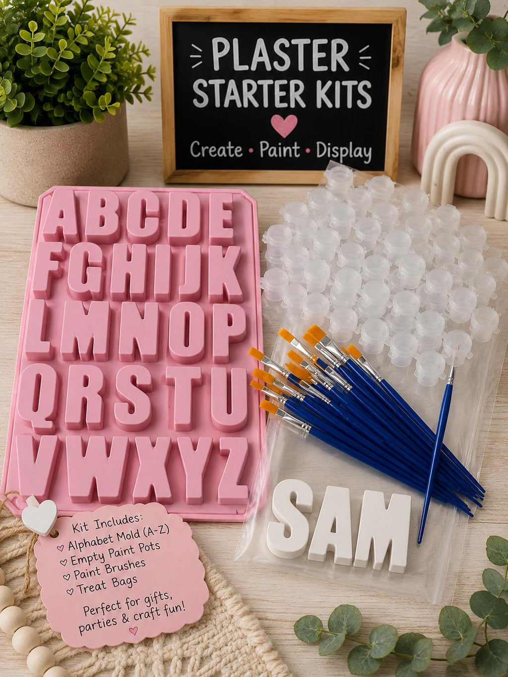 Alphabet DIY Plaster Starter Kit. Create your own party favors.