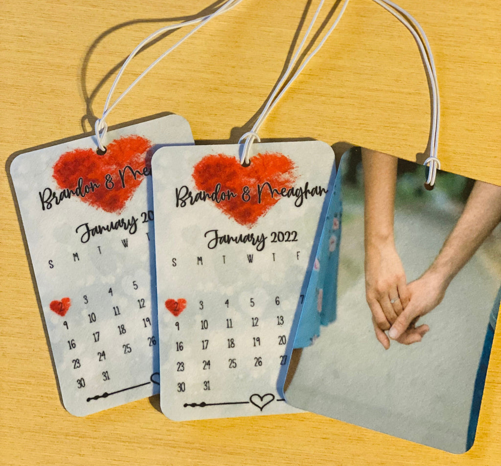 Personalized Calendar Air Freshener, Photo Anniversary Gift