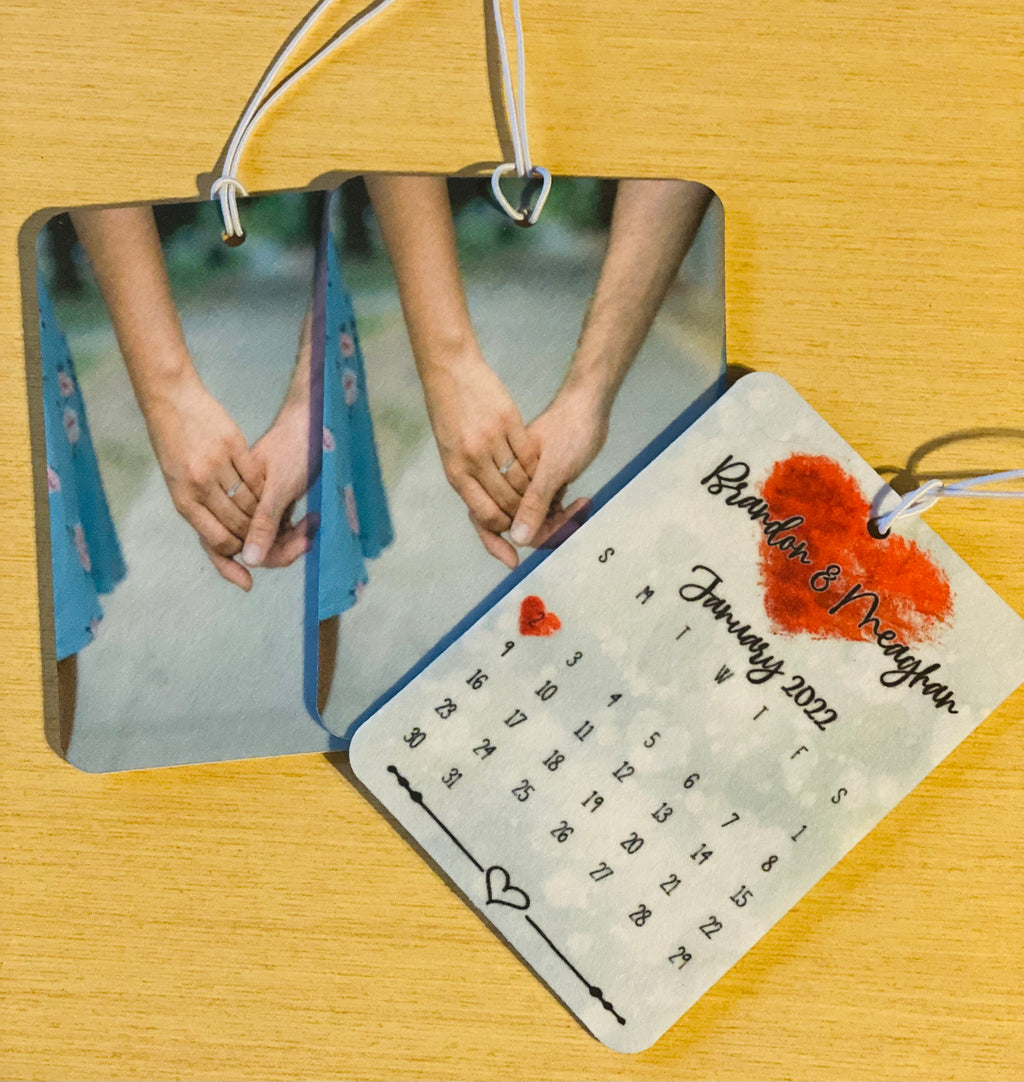 Personalized Calendar Air Freshener, Photo Anniversary Gift