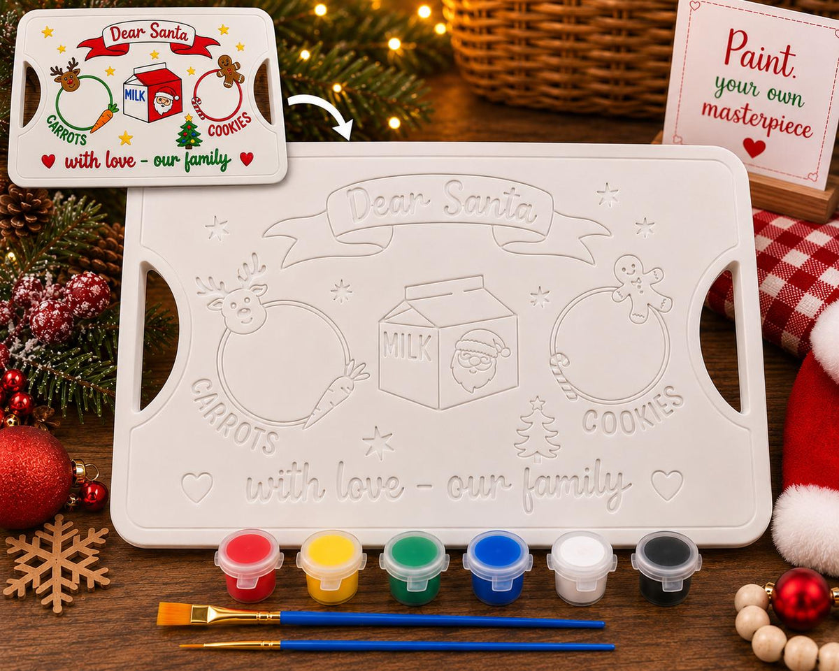 Paint Your Own Santa Cookie Tray, DIY Christmas Eve Craft, Kids Holiday Activity