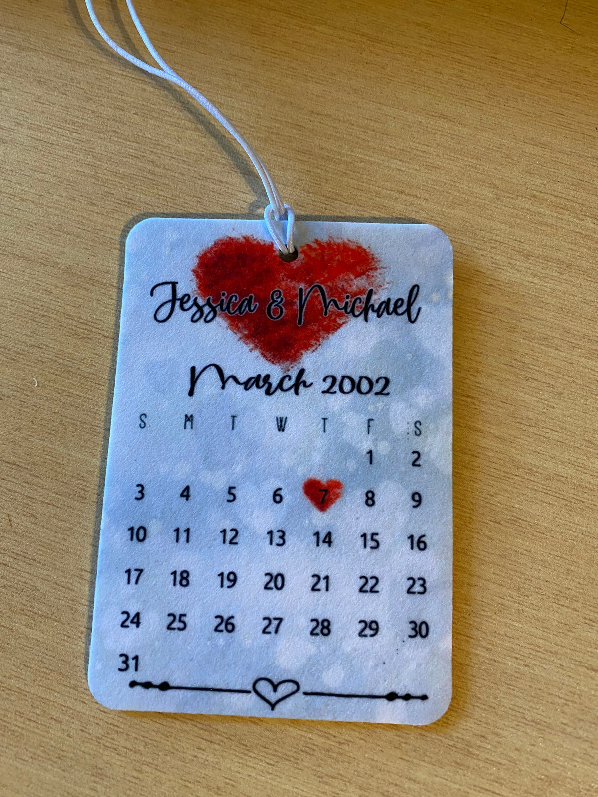 Personalized Calendar Air Freshener, Photo Anniversary Gift