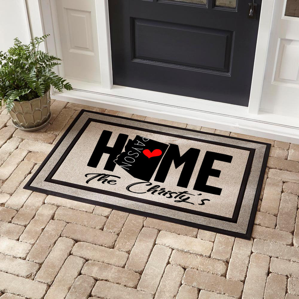 Personalized State & City Doormat, Custom Home Welcome Mat