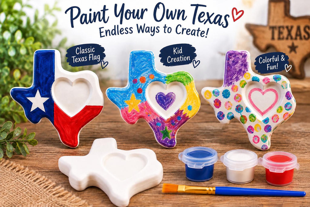Texas Ceramic Painting Kit for Kids, Paint Your Own Texas Figurine, DIY Craft Kit with Paint & Brush, Texas Gift