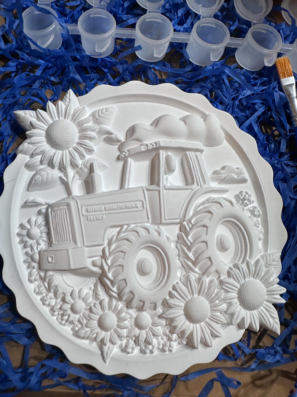 Tractor and sunflower field Coloring Kit. Paint your own Masterpiece