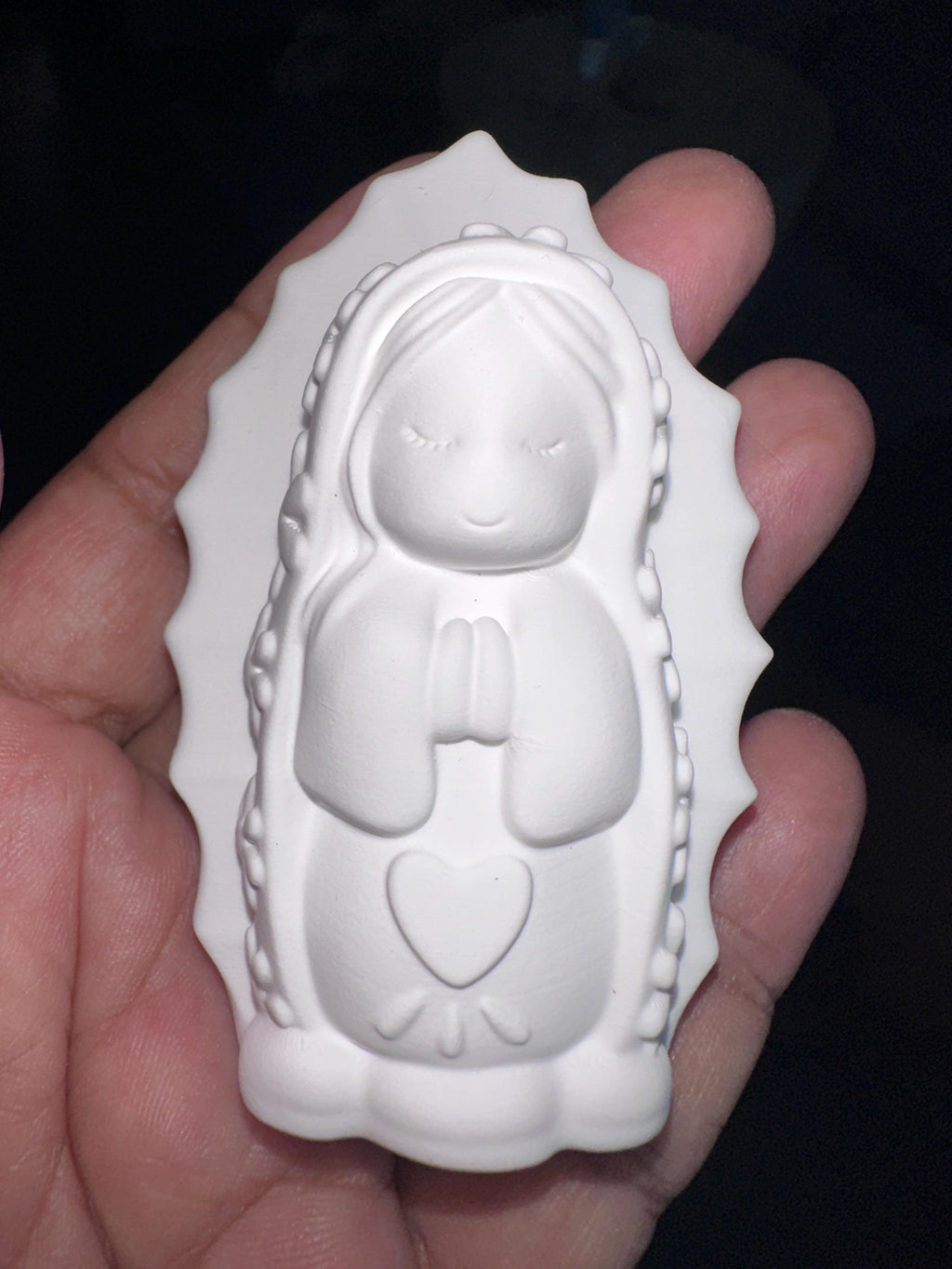 Ceramic Resin Virgin De Guadalupe Ornament, Handmade Religious figurine, baptism favors, Christening, Communion, weddings
