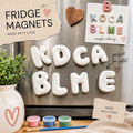 Bubble Letter Fridge Magnets. Paint Your Own Letter Fridge Magnet Kit, DIY Ceramic Alphabet Magnet Craft