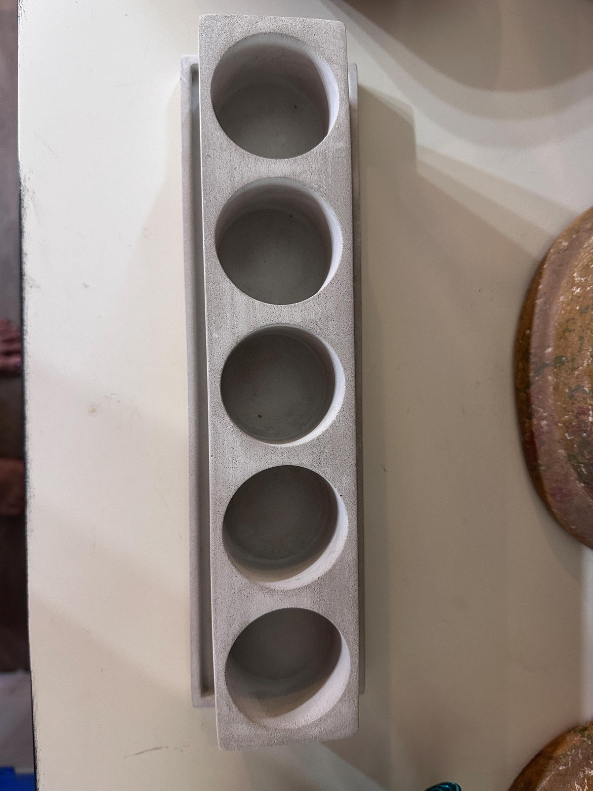 5 Hole Succulent Planter with Tray, Long Rectangle Plant Pot, Modern Indoor Planter, Handmade Cement Decor