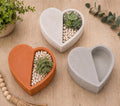 Cement Heart Planter, Half Heart Succulent Planter, Concrete Plant Pot, Modern Home Decor