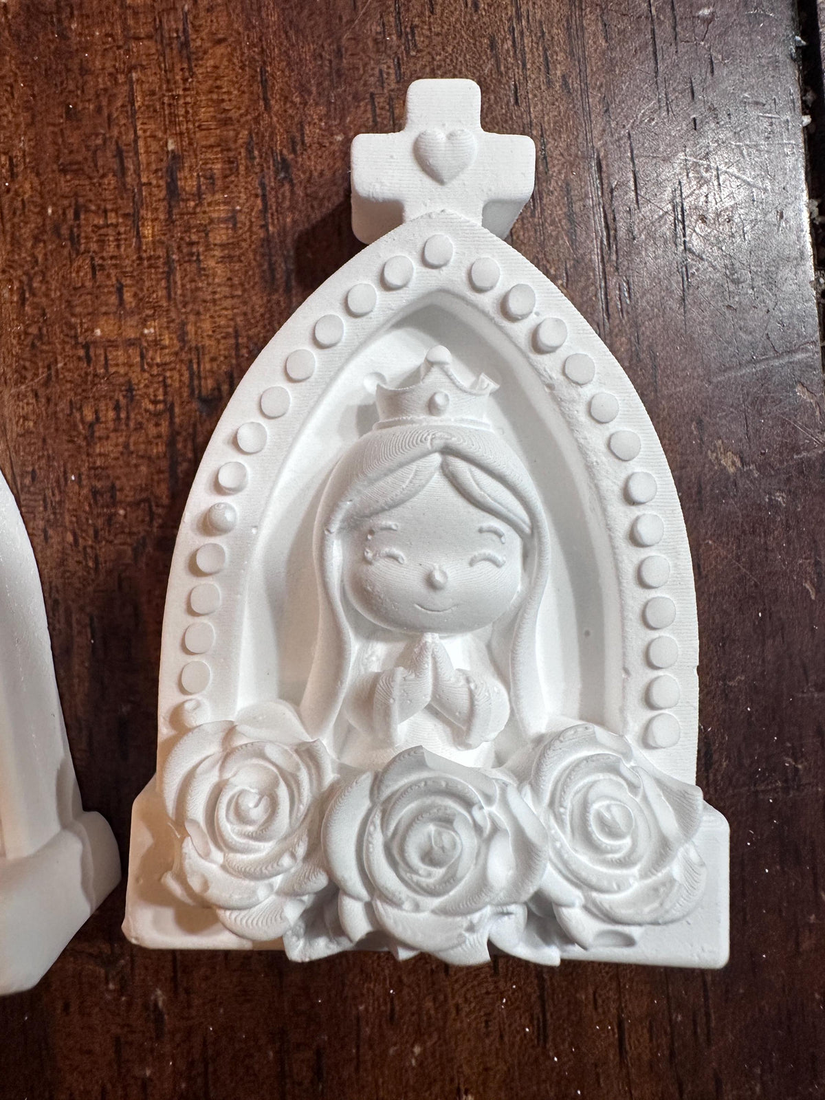 Angel & Virgin Mary Ceramic Figurines, Baptism Favor, Religious Keepsake, Christening Gift, Baby Shower Decor, Optional Magnet
