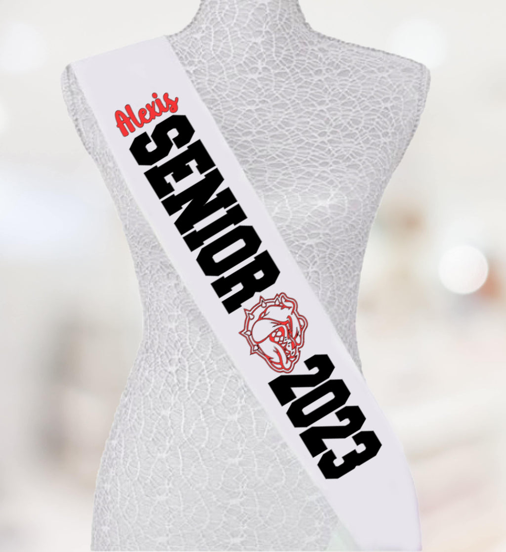 Custom Glitter Senior Sash – Team Logo, Sport Graduation Sash