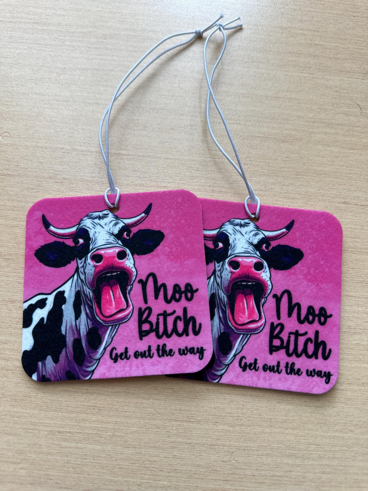 Moo B- Get out the way car freshener, funny cow theme car accessory.
