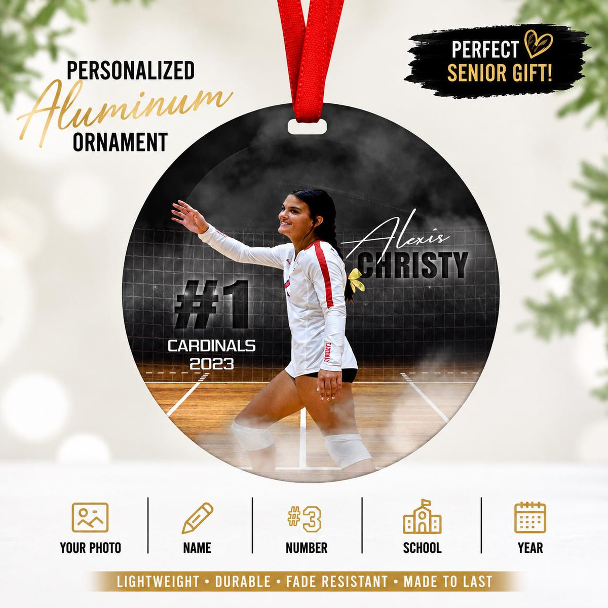 Personalized Volleyball Ornament, Team Player Gift