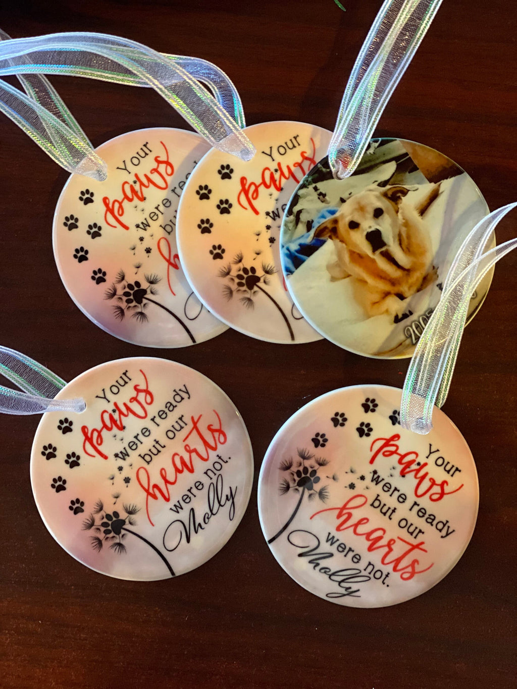 Custom Pet Memorial Ornament, Dog Cat Remembrance, Photo Option