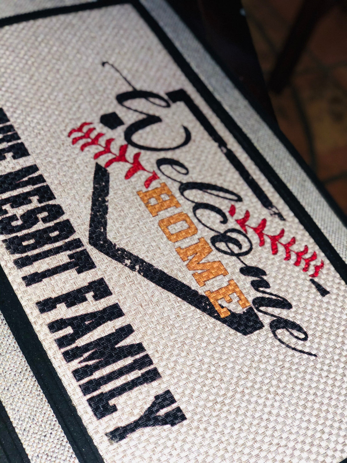 Personalized Baseball Welcome Doormat, Sports Family Gift