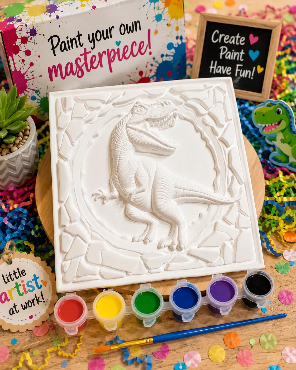 Paint Your Own Dinosaur Kit, T-Rex Craft Activity, Kids Ceramic Painting Kit