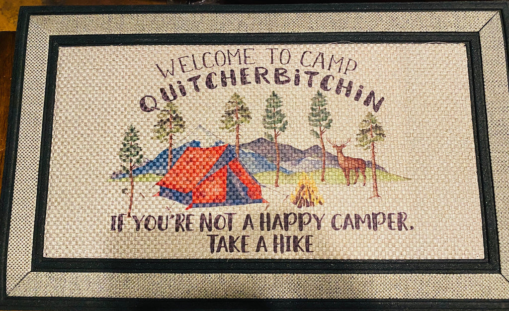 Funny Welcome Doormat, Camp Quitcherbitching, Recycled Rubber, 18x30