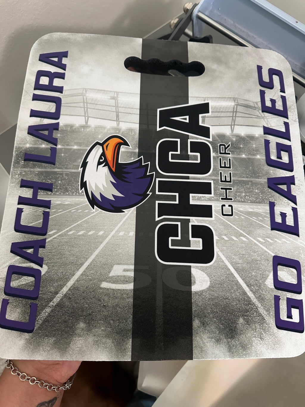 Customized Stadium Seat Cushion. Great for any parent/fan/friends supporting a team out in the stands. Bleacher cushions. Pick your sport