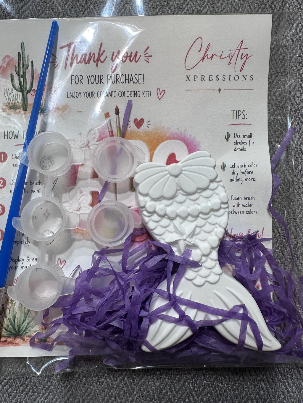 Ocean Theme Ceramic Coloring Kit, Sealife, Mermaid, Starfish, Turtle, Jellyfish, Seashell Figurines