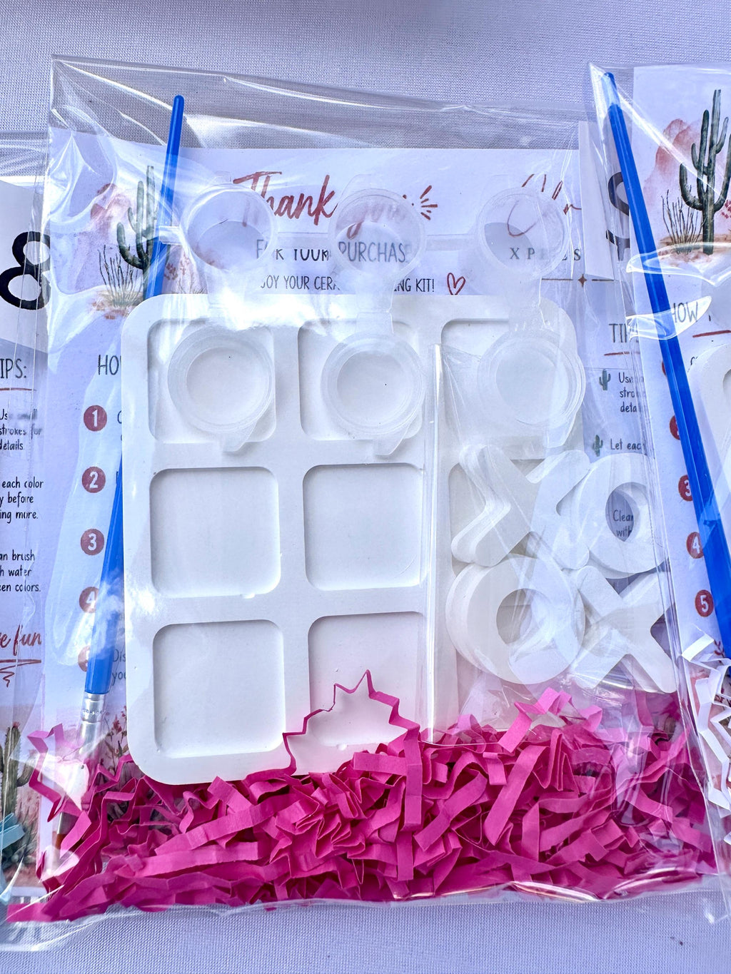 Ceramic Tic Tac Toe Coloring Kit, Kids Craft Activity Game (4x4 or 6x6)