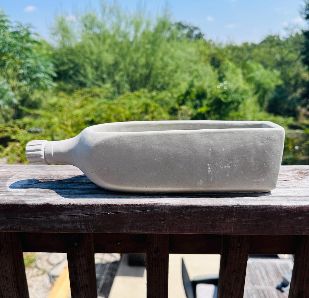 Concrete Wine Bottle Planter, Cement Succulent Planter, Rustic Industrial Home Decor