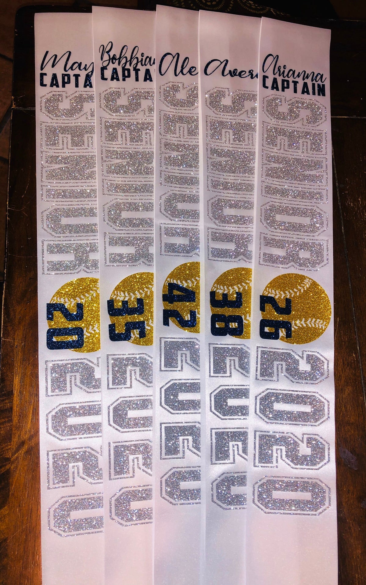 Custom Glitter Senior Softball Sash – Personalized Graduation Gift