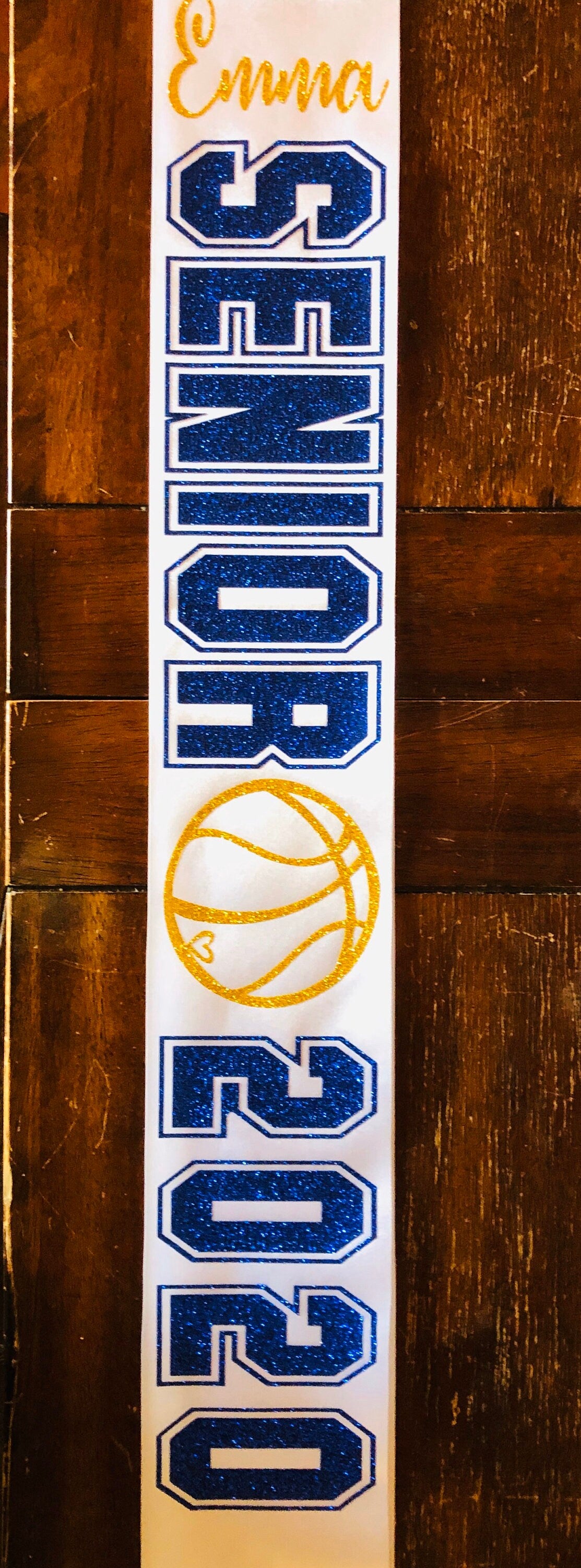Personalized Basketball Senior Sash, Glitter HTV, Custom Sport Icon