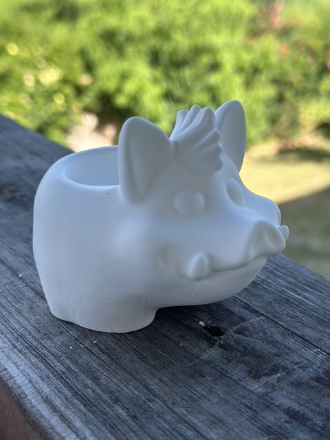 Ceramic Resin Mini Wild Boar Planter- Paint Your Own Masterpiece. Succulent planter