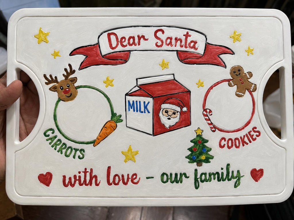 Paint Your Own Santa Cookie Tray, DIY Christmas Eve Craft, Kids Holiday Activity