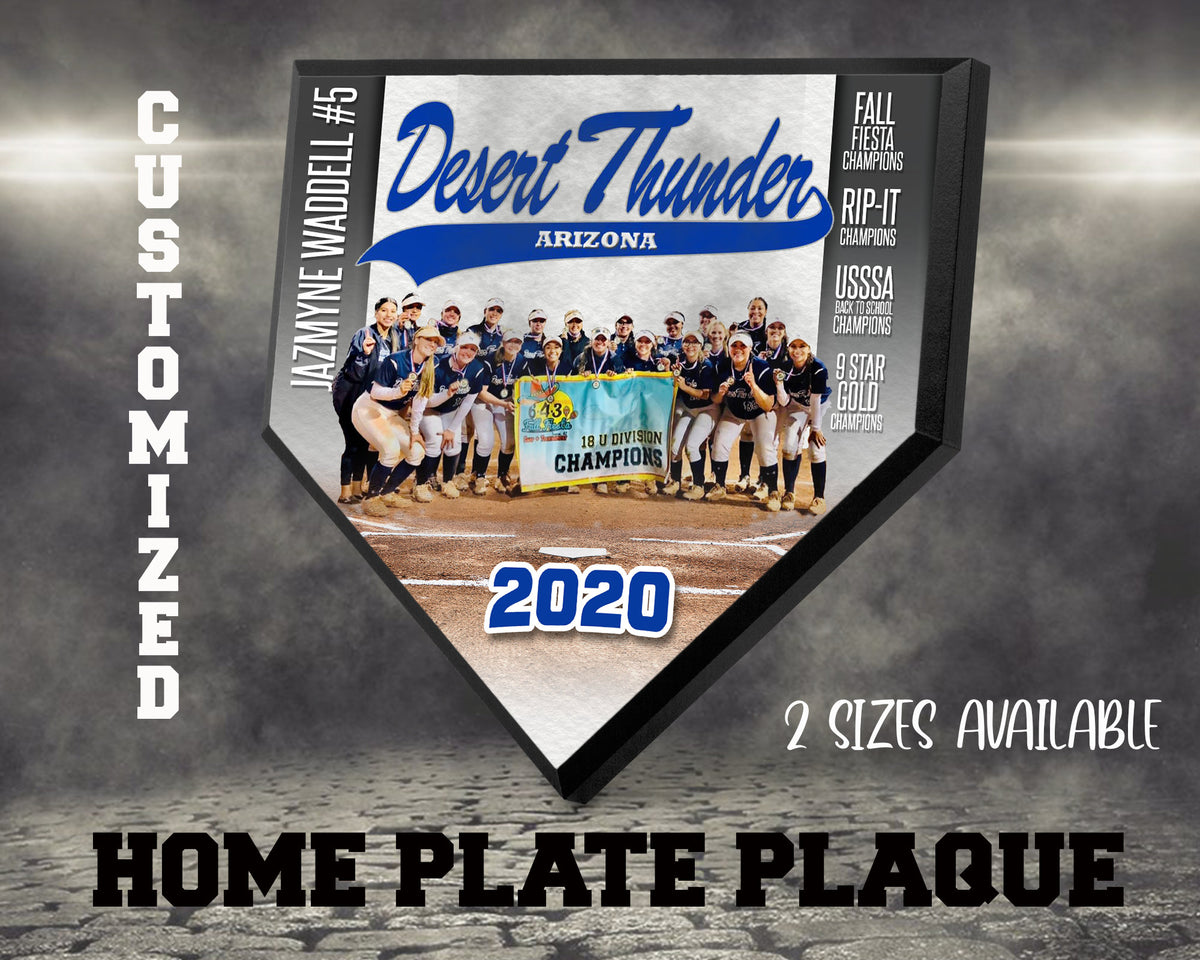 Personalized Softball/Baseball Home Plate Plaque, Custom Team Sports Award