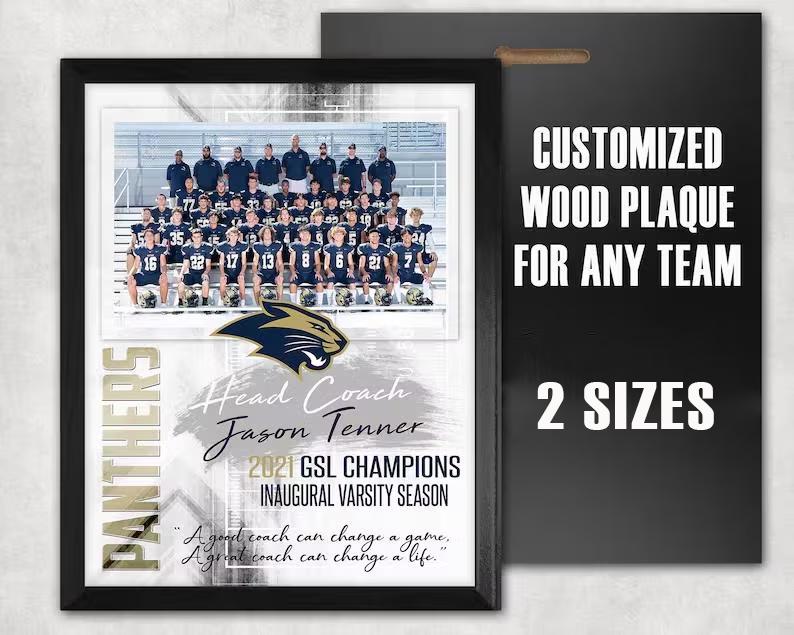 Personalized Sports Team Plaque, Custom Coach Gift, Team Award, Sponsor Appreciation, Senior Night Gift, Custom Sports Photo Plaque
